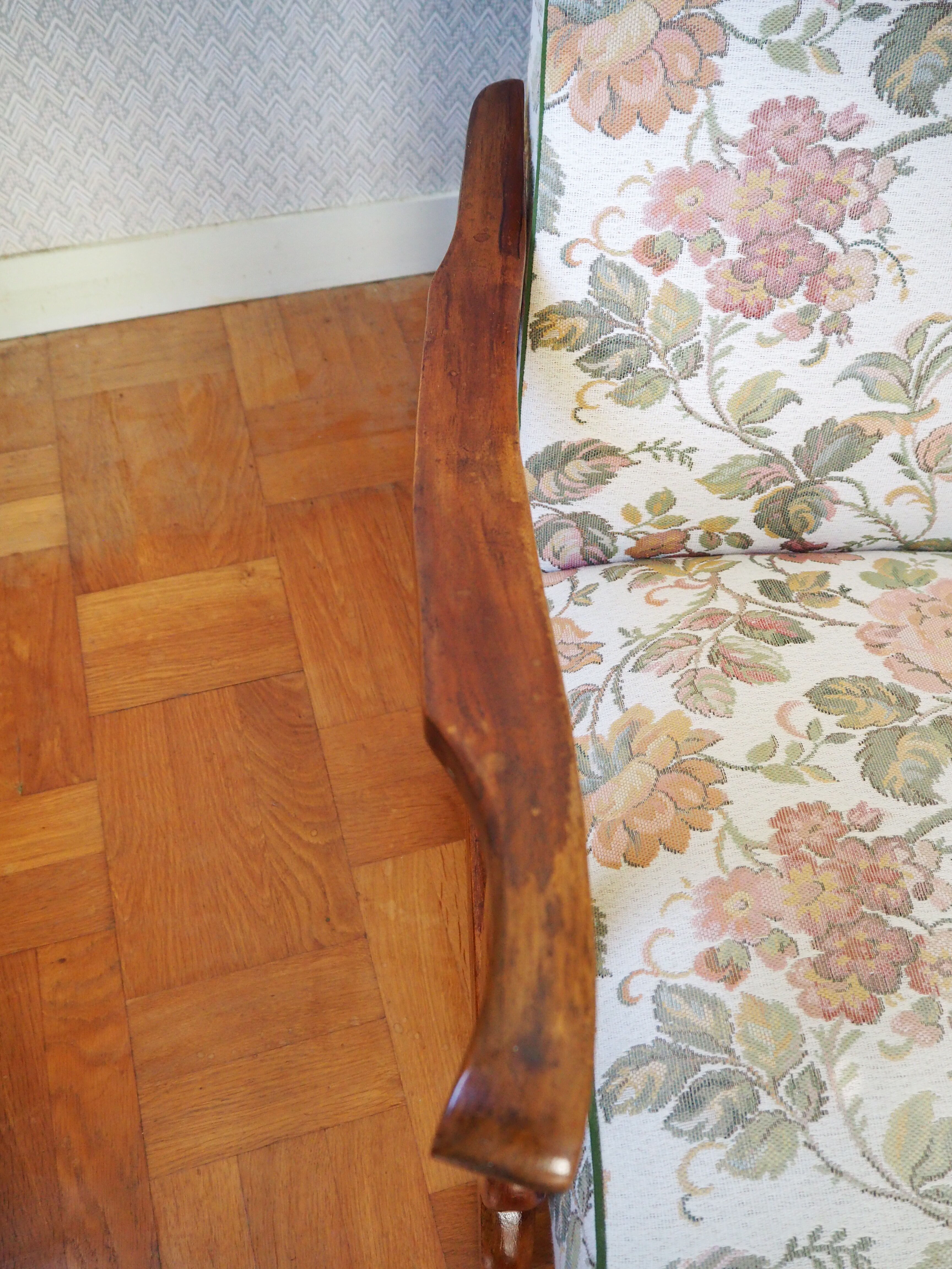 Four 1950s armchairs - wooden armrests