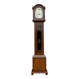 Horloge de parquet maker wuba / warmink en acajou, loupe et bois laqué vers 1950
