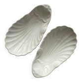2 long shell dishes in old porcelain