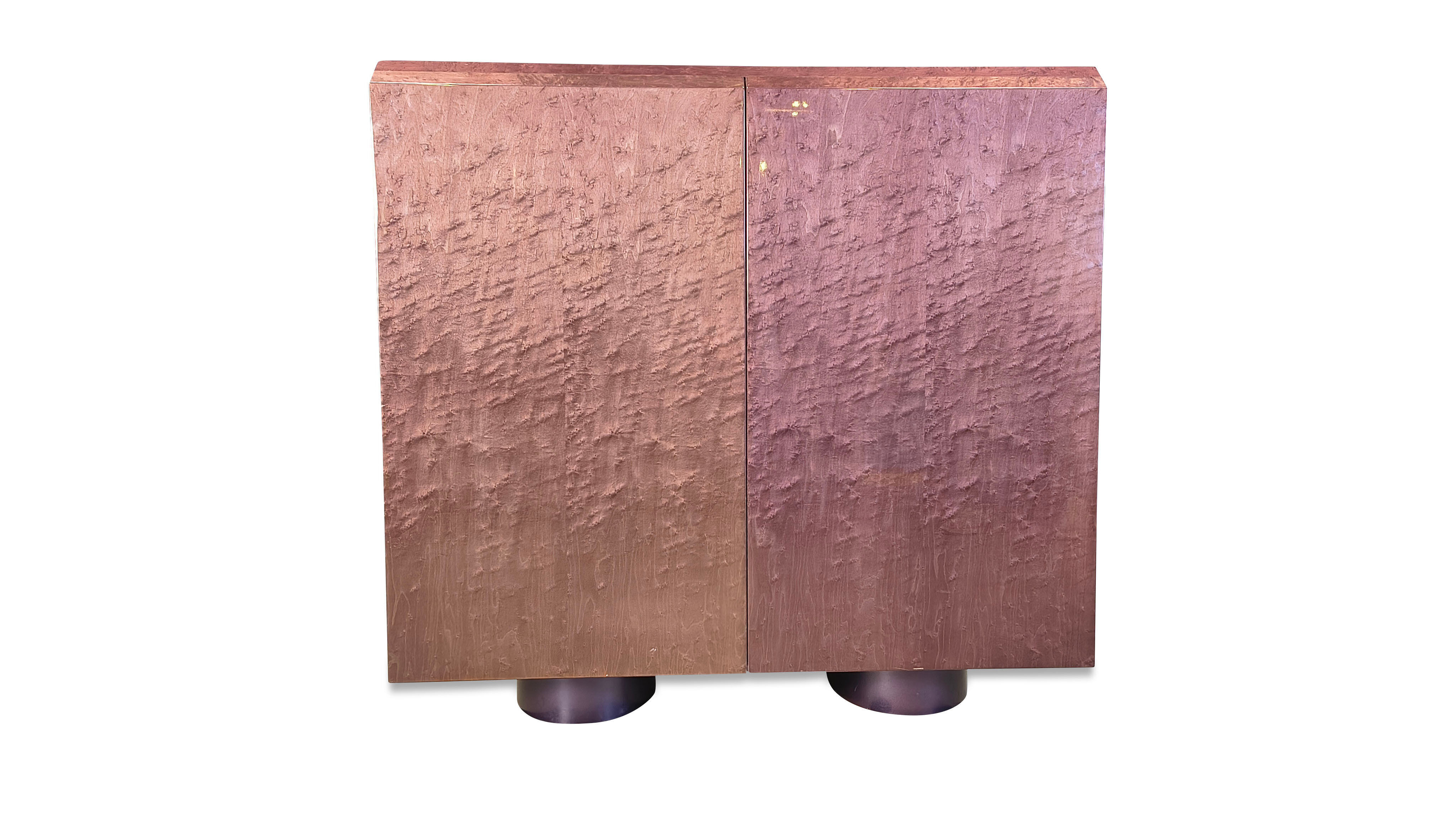 Burl bar cabinet by Giovanni Offredi for Saporiti, 1970s