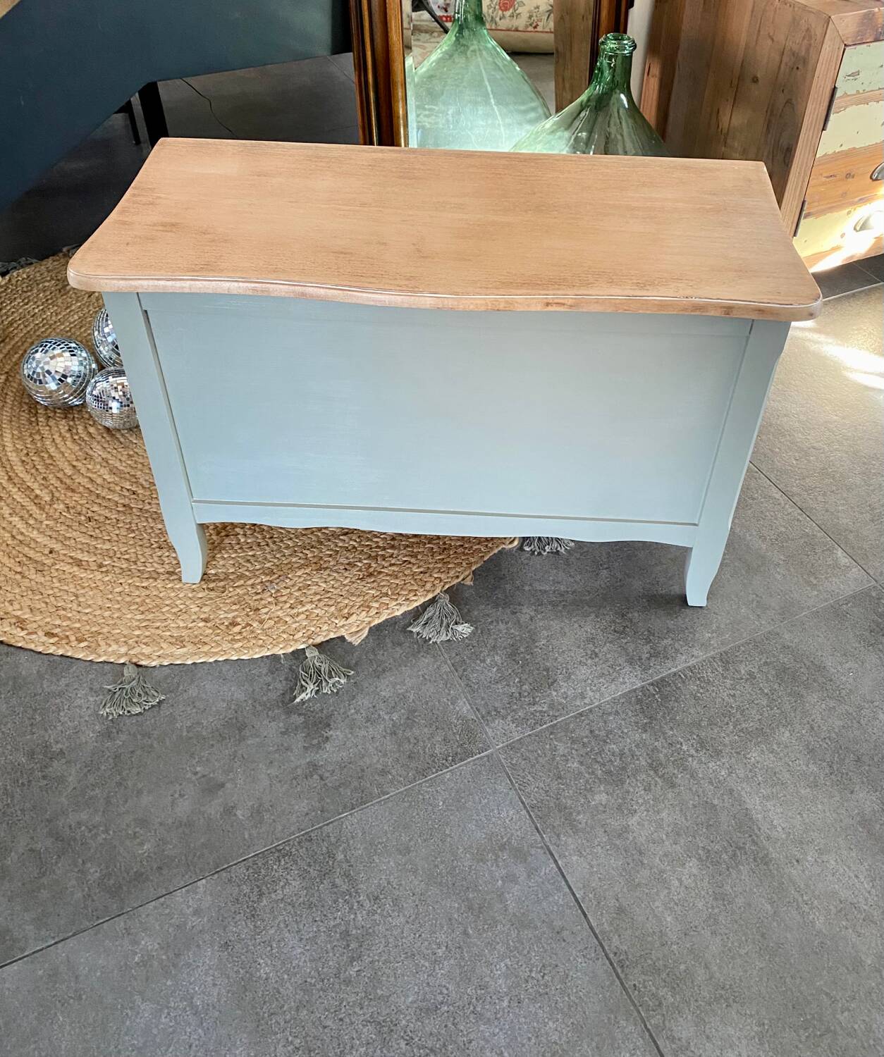 Wooden chest for toys or storage with a green and wood makeover