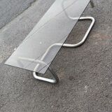 Coffee table in chromed steel and smoked glass circa 1970