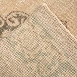 3x13 Beige & Brown Geometric Vintage Runner Rug, Long Runner Rug,