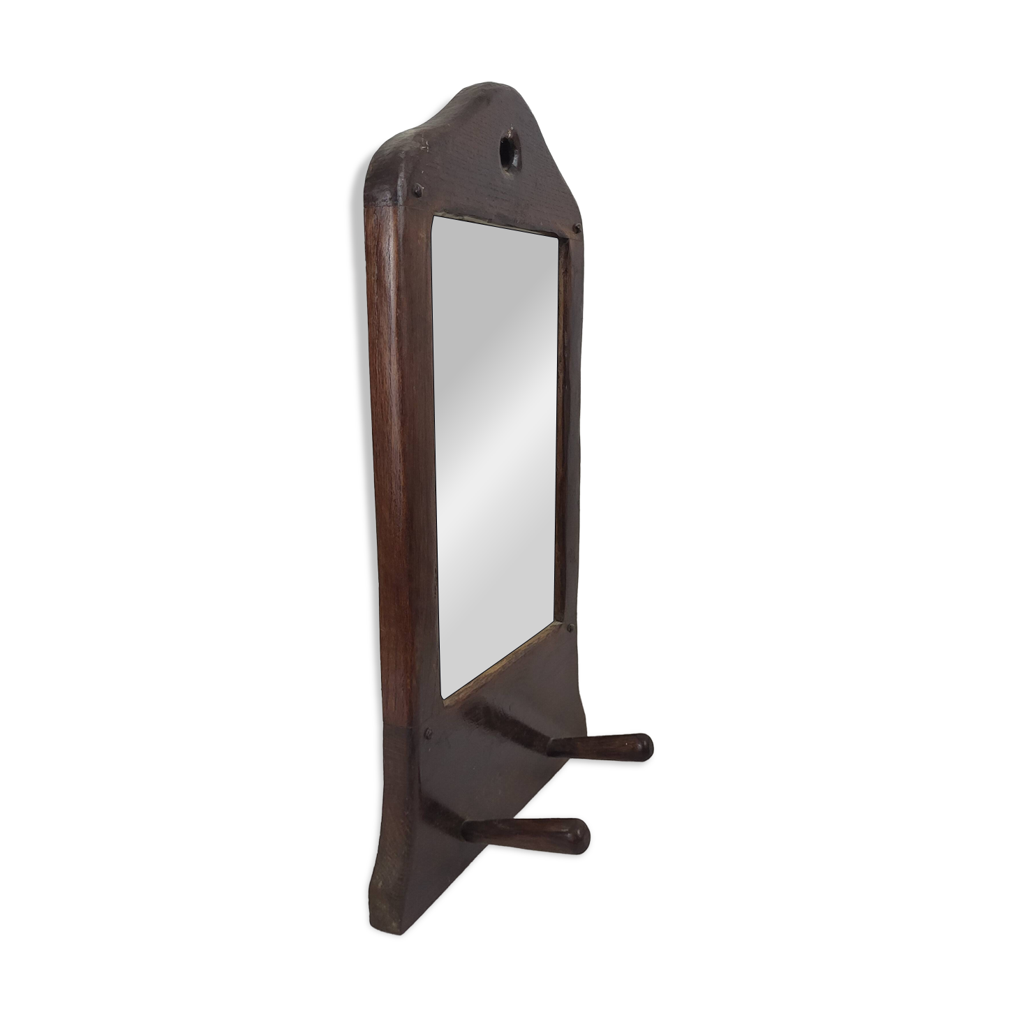 Miroir brutaliste en bois 1950