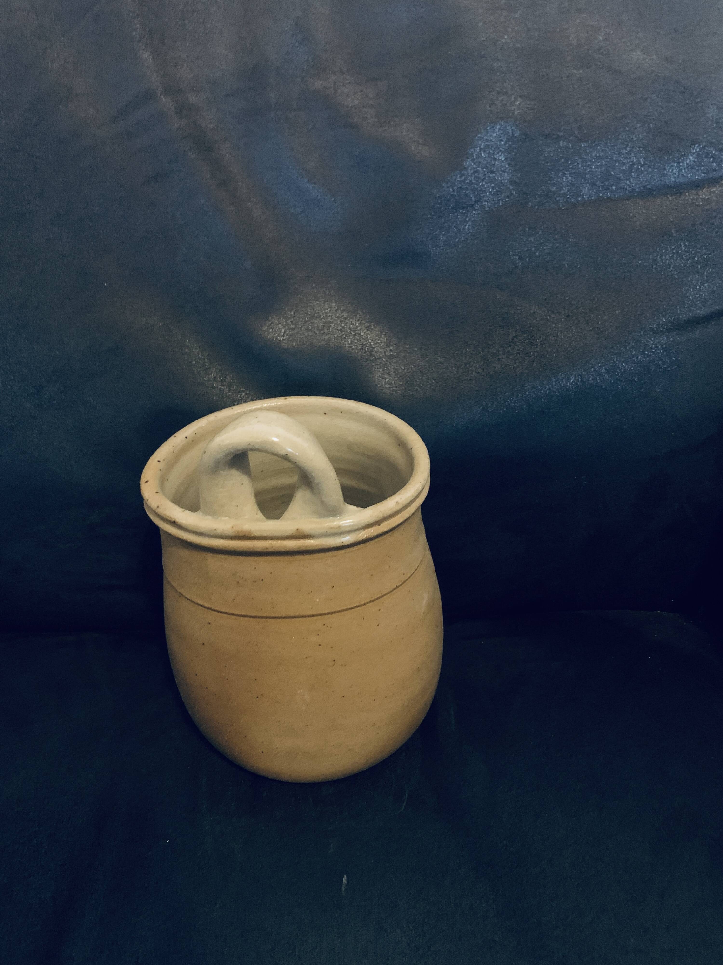 Handmade pot 14cm old vintage pottery flower decor wall hanging or to place on a beautiful piece of furniture