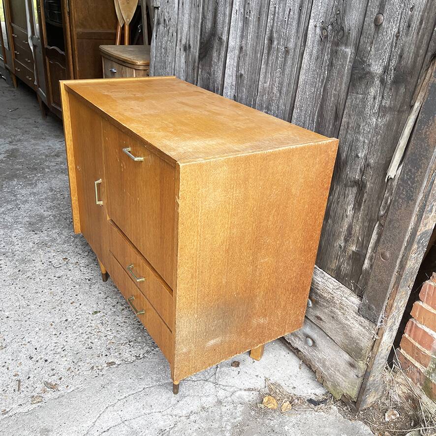 Vintage Scandinavian-style wooden hi-fi cabinet