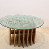 Table basse Heinz Lilienthal avec plateau en verre sculptural