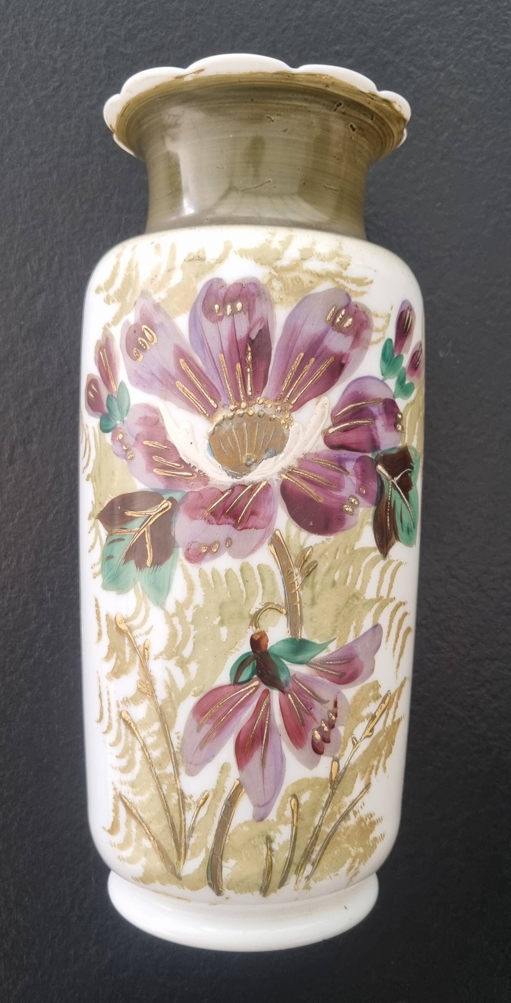 Painted opaline vase, 1900