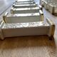 Set of 10 vintage art deco knife holders in white and gold ceramic