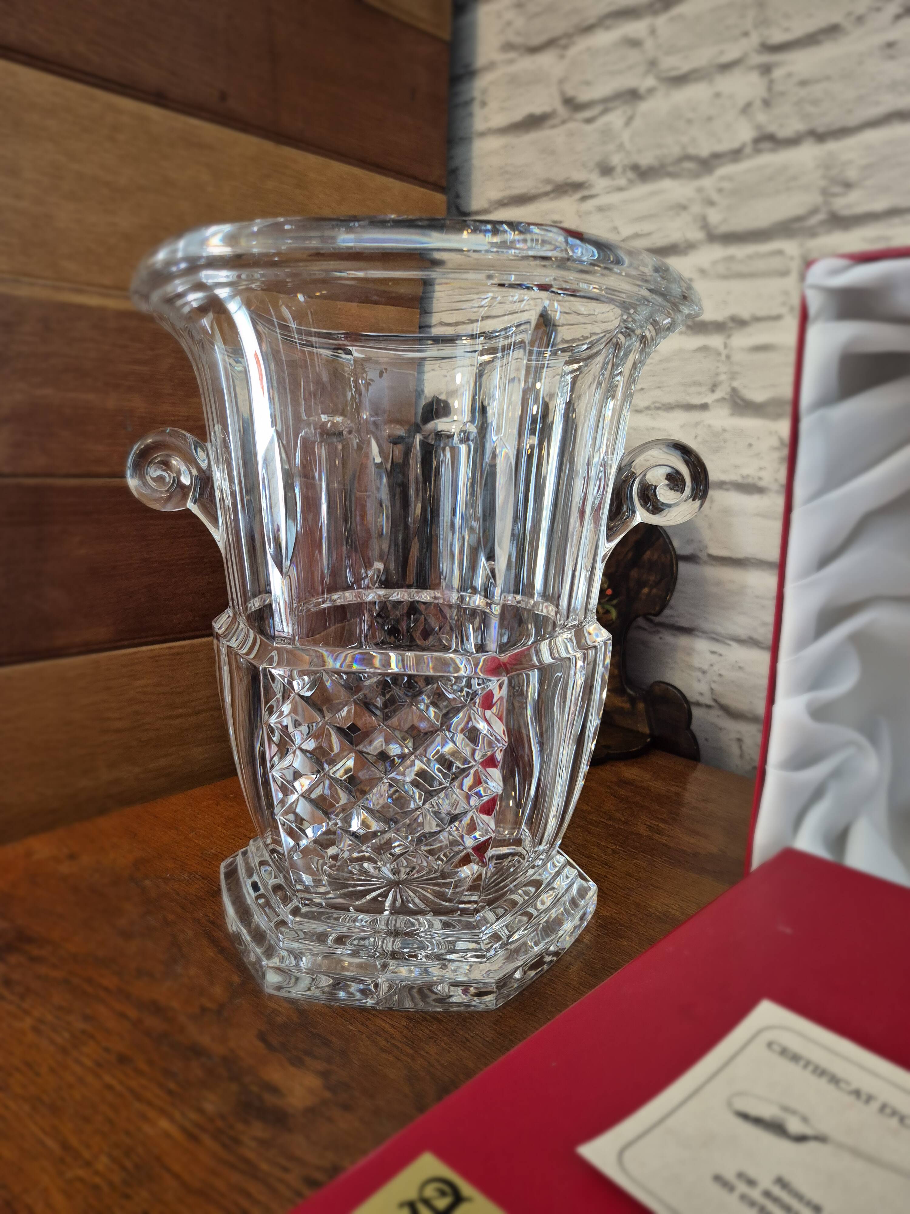 Large vintage Lorraine crystal champagne bucket