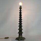 Chinese hexagonal bronze Pagoda table lamp from the 1950s