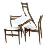 Trio de chaises scandinaves, skai blanc et jolie patine