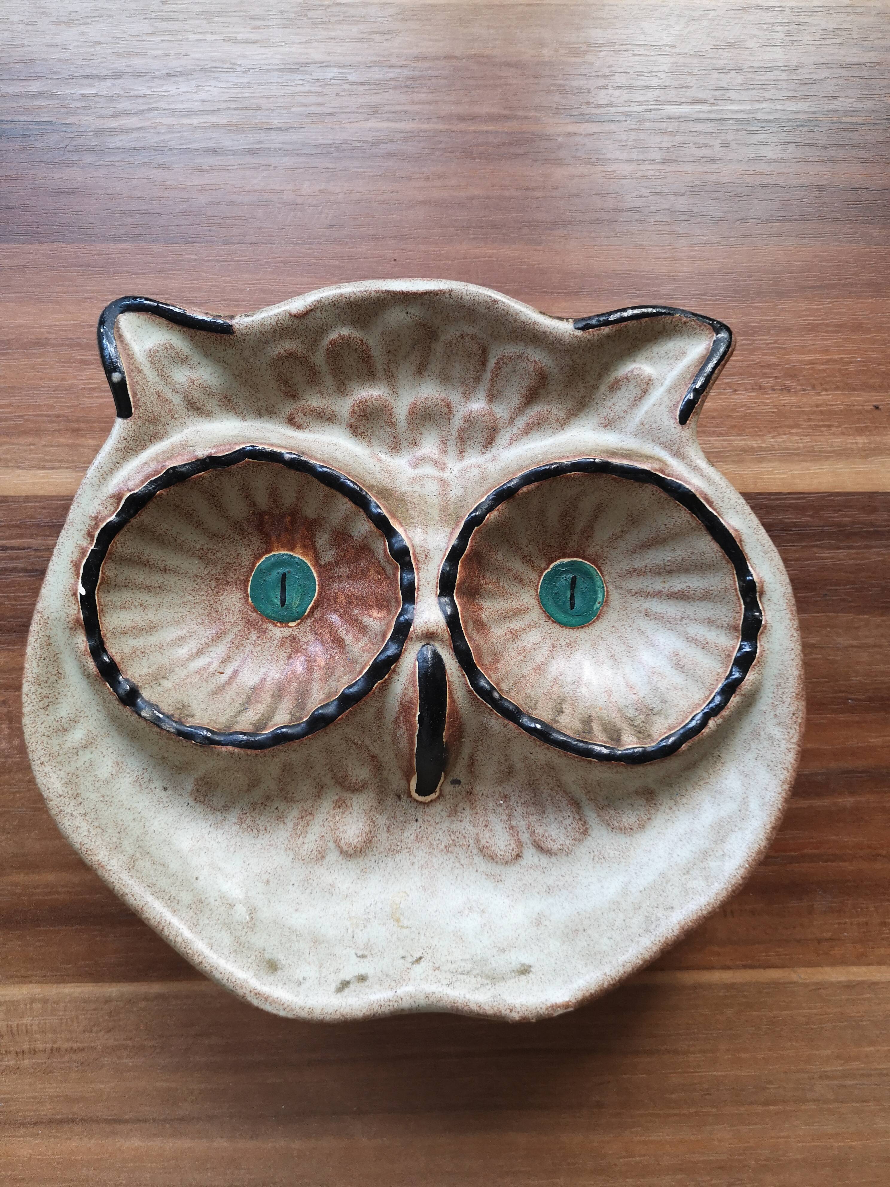 Plat chouette ceramique Vallauris