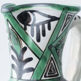 Spanish ceramic pitcher from the mid-century Mudéjar style in green and black, Punter.
