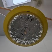 1970s Ludib Mid-Century Pendant Lamp in Yellow Metal, Brass and Glass