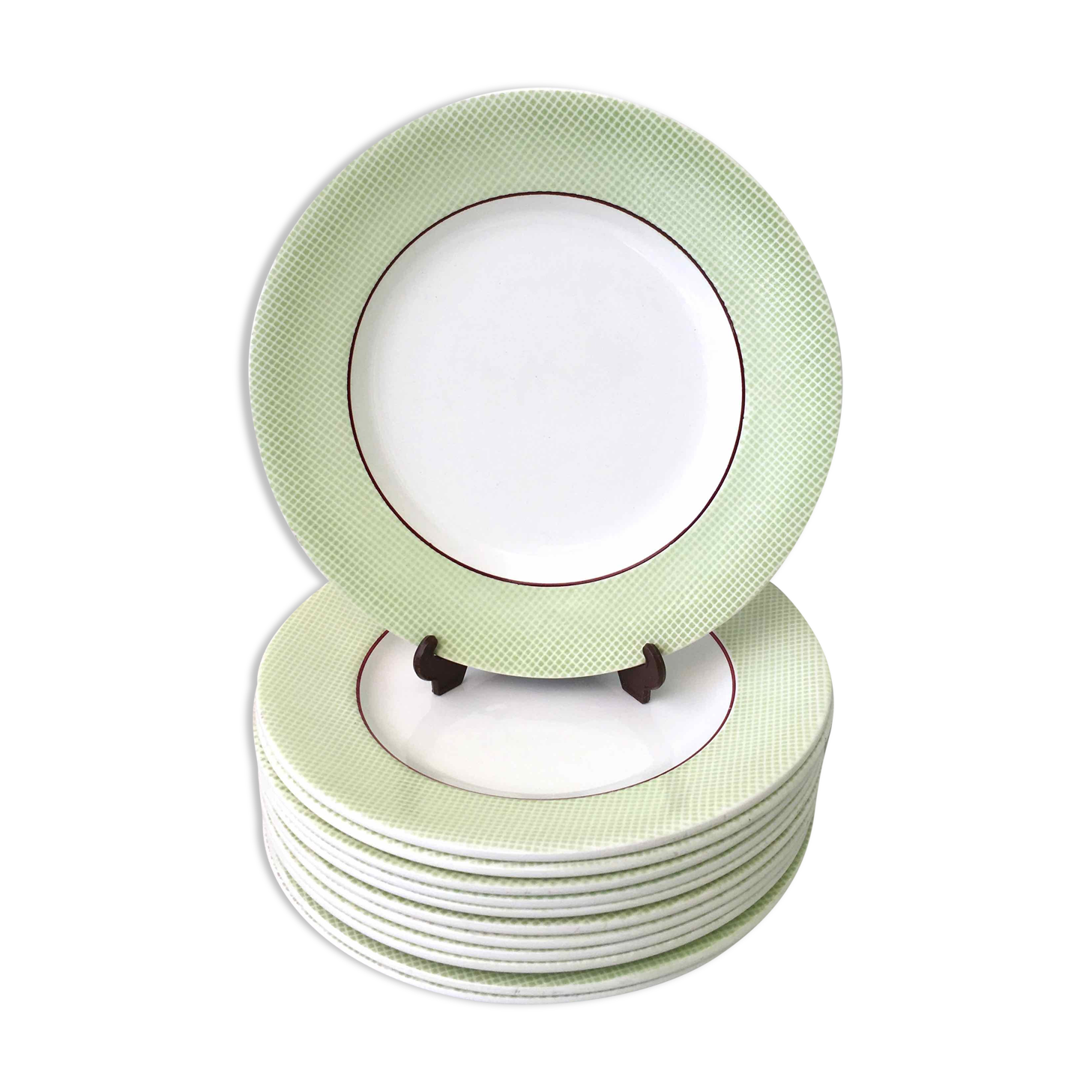 Set 12 flat plates Salins earthenware