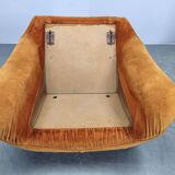 Pair of Italian Space Age Lounge Chairs, Orange Upholstery, 1970s