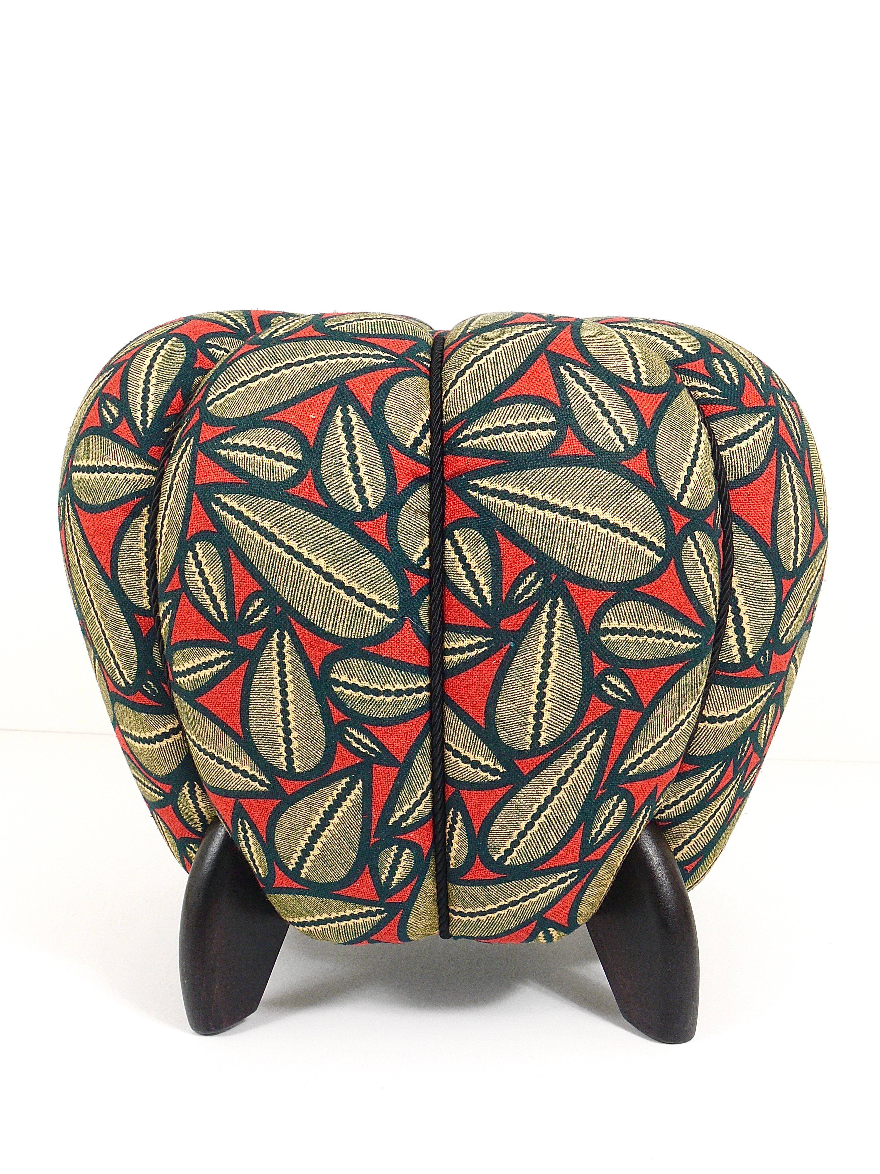 up to 3 Art Deco stools by Jindrich Halabala, leaf pattern, pouf, ottoman, 1930s