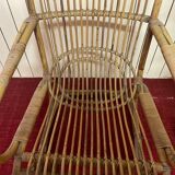 Pair of vintage rattan armchairs, Italy 1950