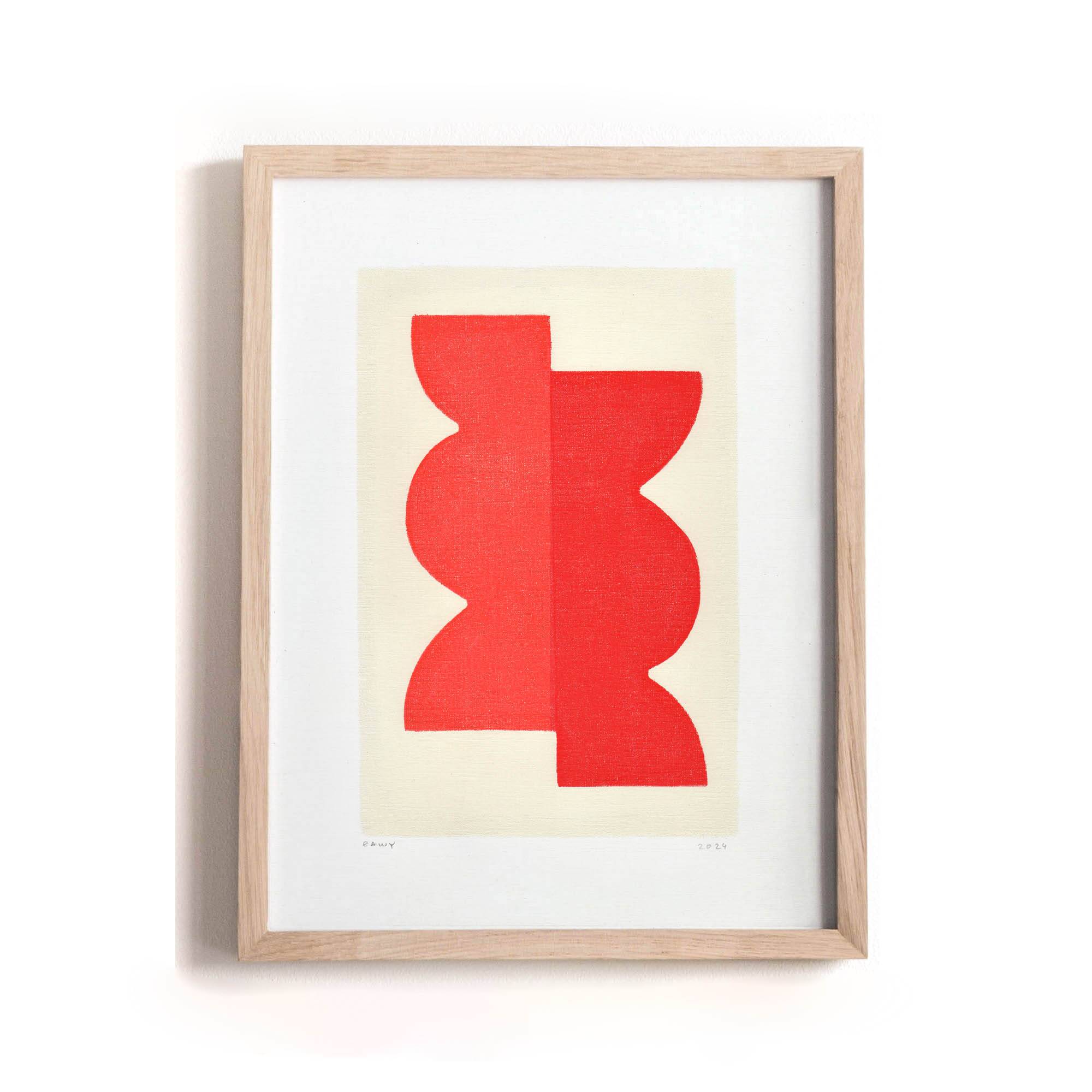 Collection of 4 abstract red paintings on paper signed Eawy