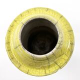 Handmade cracked ceramic vase • 1980s • signed