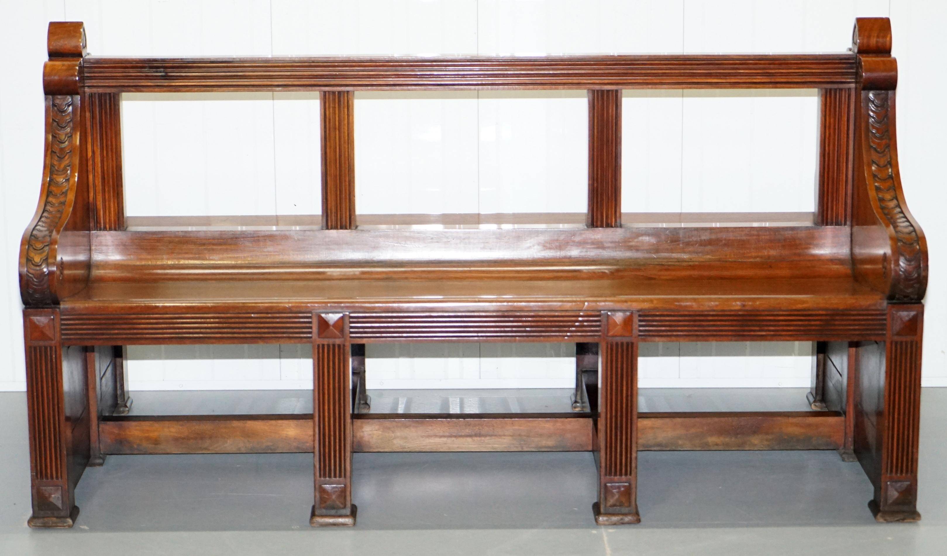 Victorian Double-Faced Carved Walnut Gallery Bench