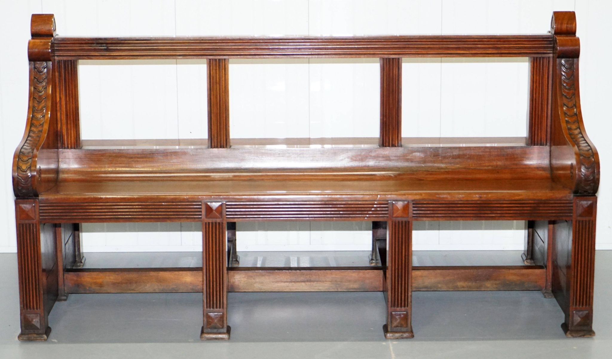 Victorian Double-Faced Carved Walnut Gallery Bench