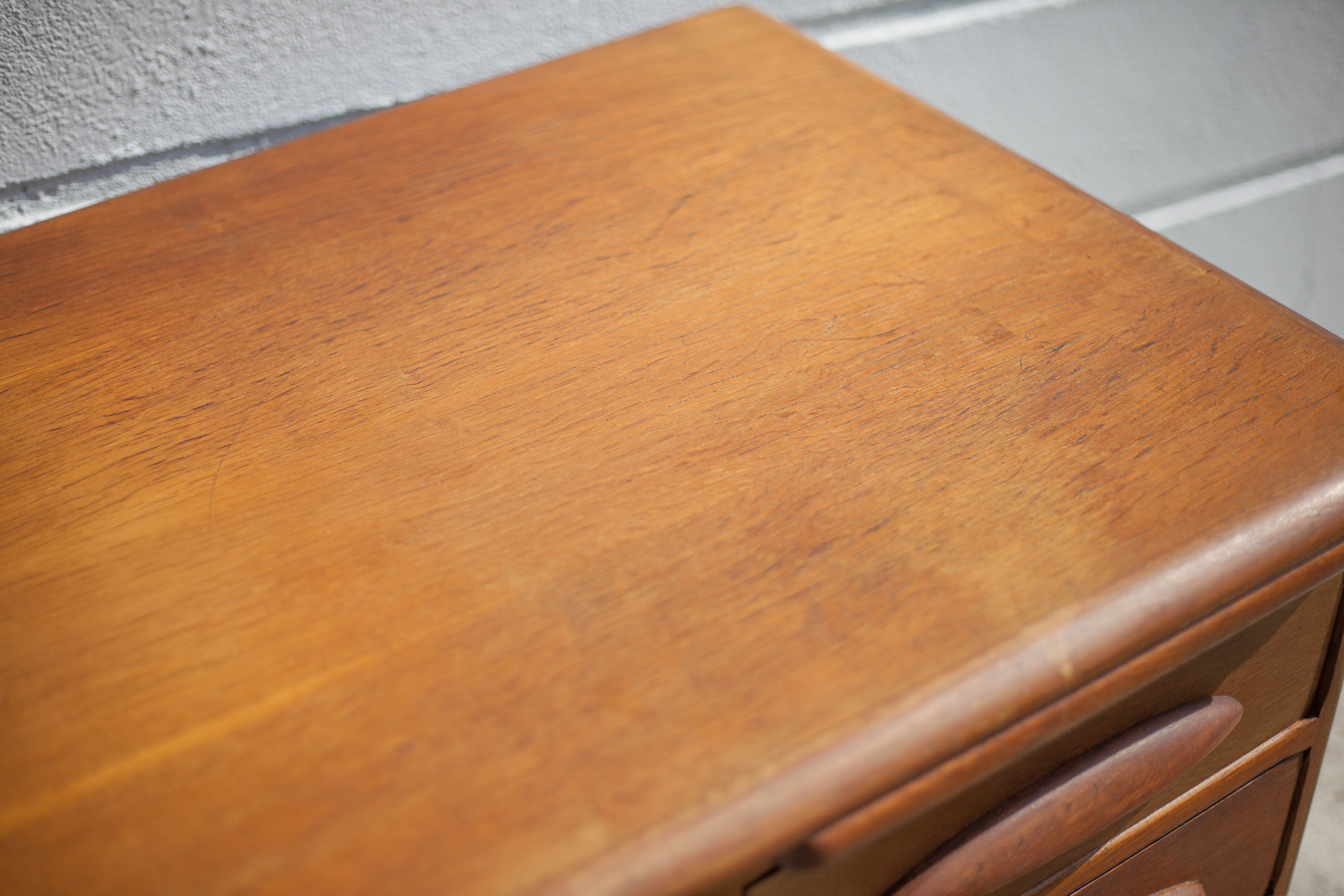 American wood desk, desk with drawers and folding extension, 50s