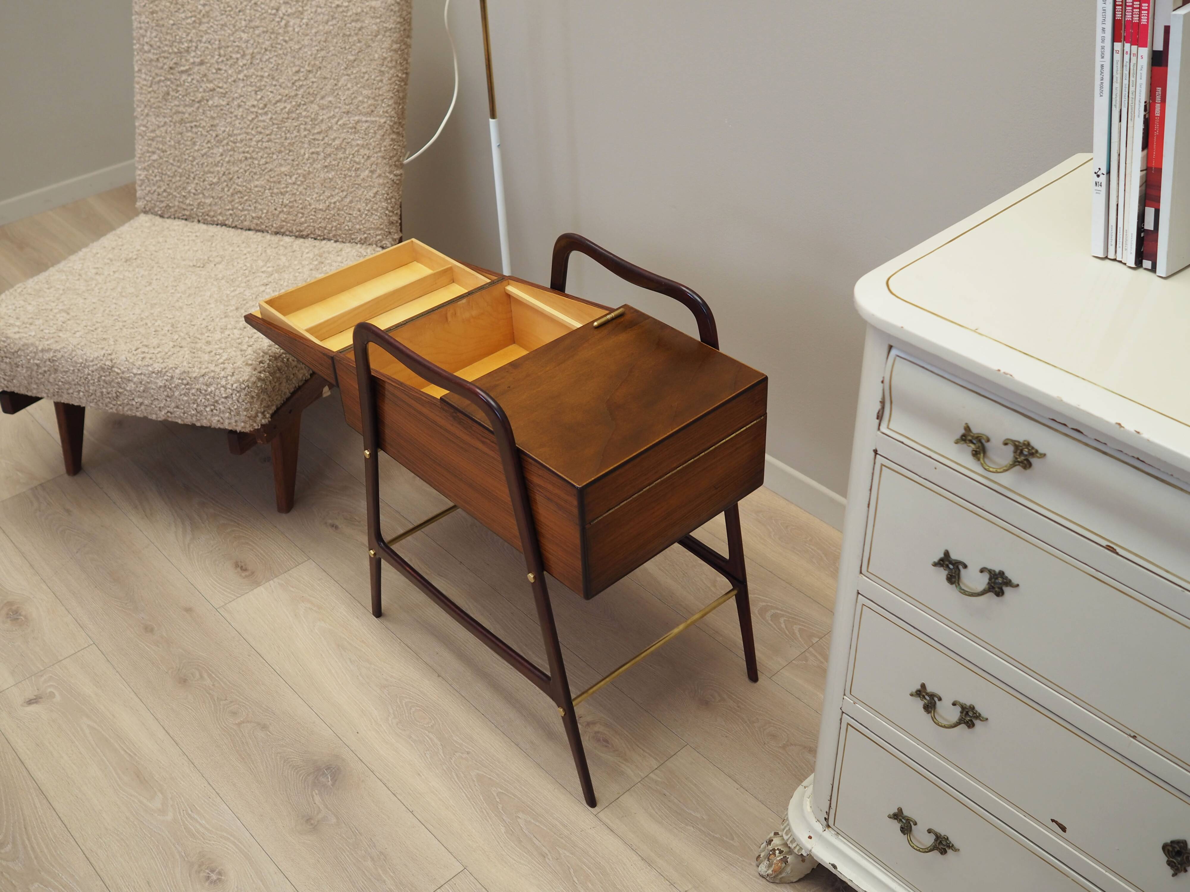 Walnut sewing table, Italian design, 1970s, production: Italy