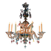 Lustre vénitien en verre de Murano multicolore, vers 1880