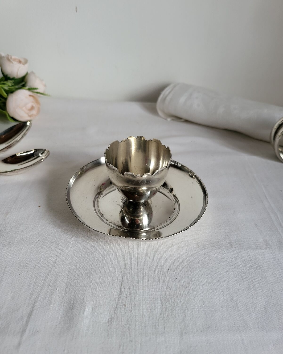 Silver-plated egg cup