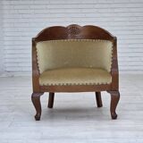 1960s, Danish side/children's armchair, light green furniture velour, oak w