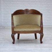 1960s, Danish side/children's armchair, light green furniture velour, oak w