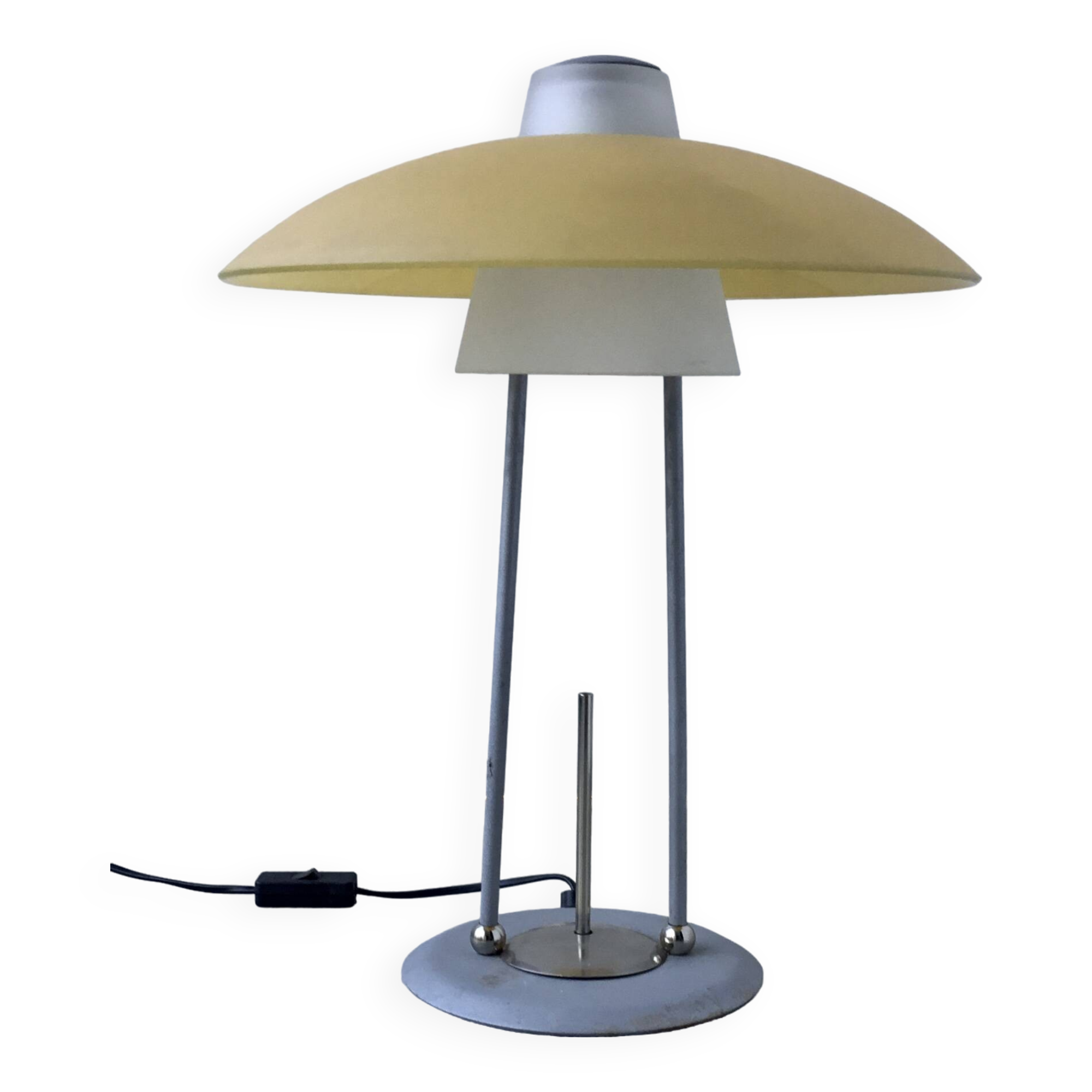 Glass and metal table lamp - Italian design 1990