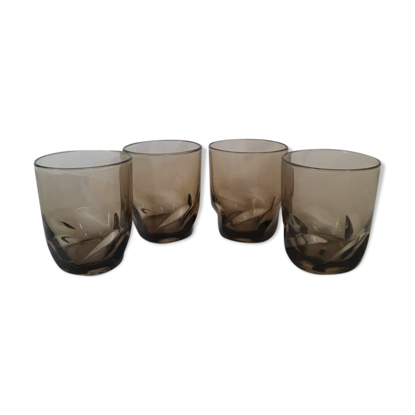 Set of 4 vintage 70s smoked glasses