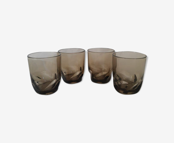 Lot de 4 verres fumés années 70 vintage