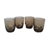 Set of 4 vintage 70s smoked glasses