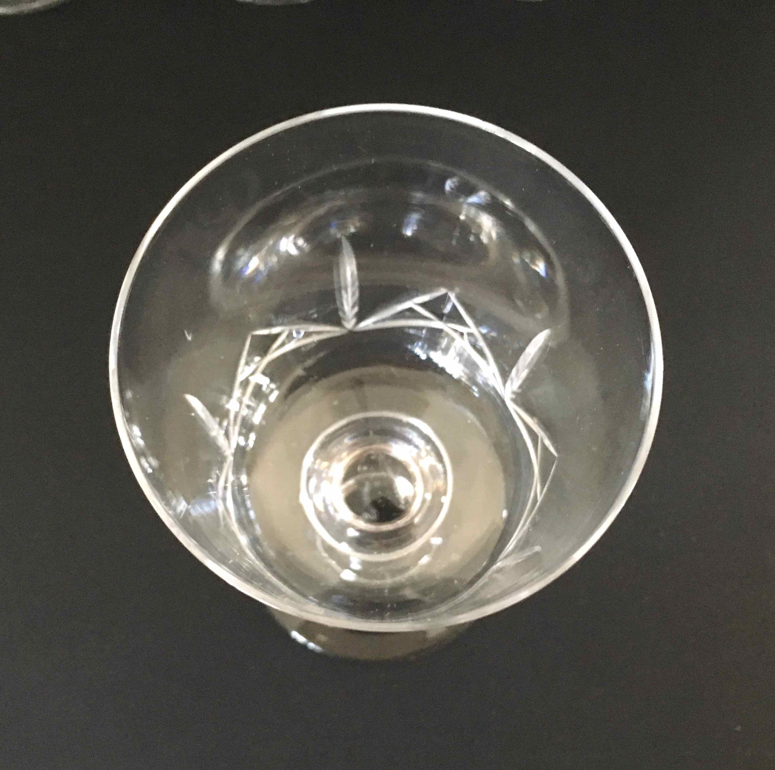 Set 6 cut crystal wine glasses