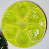 3 assiettes à huîtres art déco décor géométrique vert