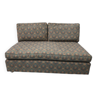 Low Tuxedo Two Seater Sofa On Wheels Mid Century Modern Settee 1960s Multicolour