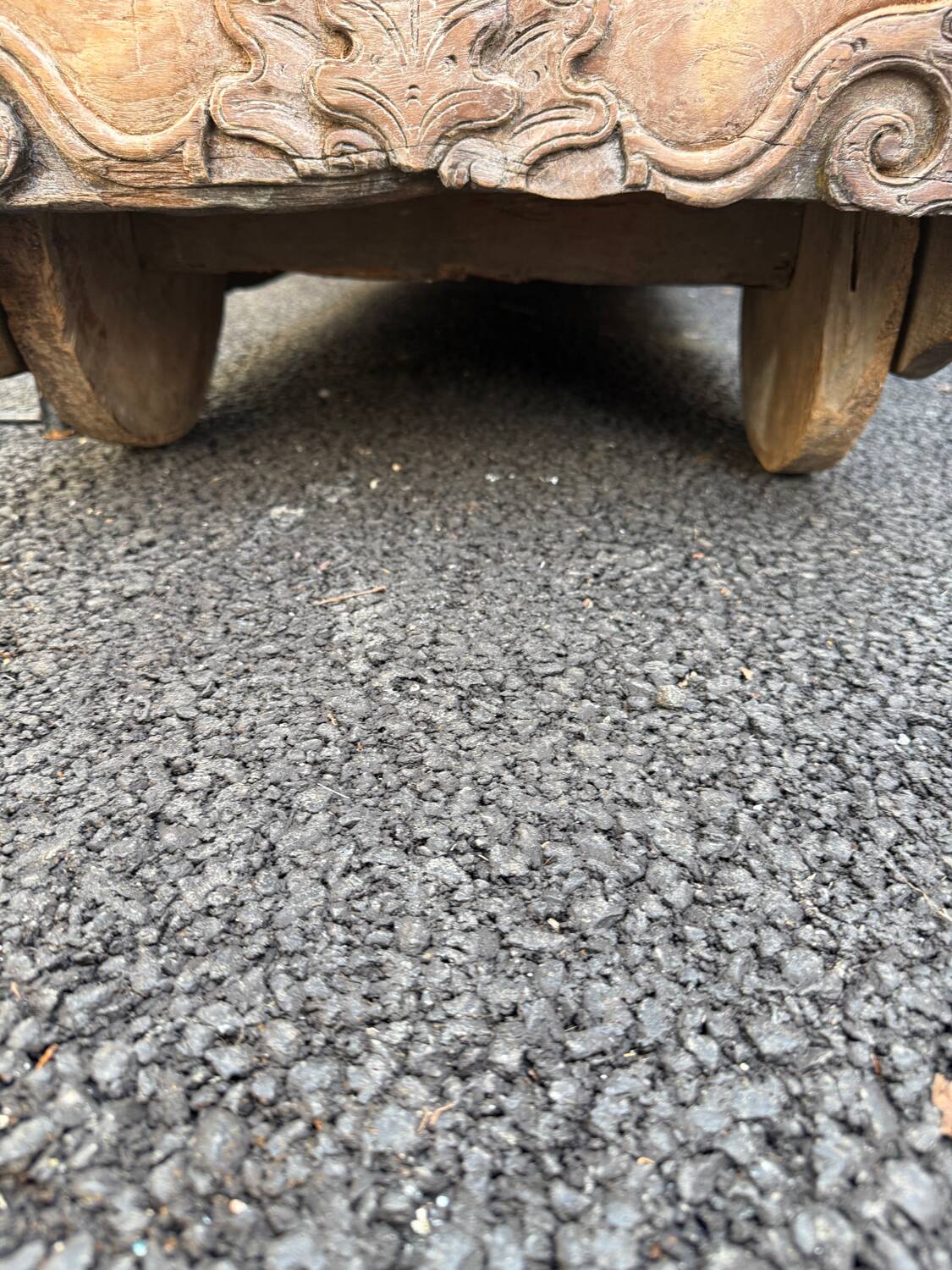 Large antique Asian travel chest made of mango wood.