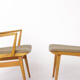 Set of 3 Vintage Beechwood Chairs, 2 Side & 1 Armchair, 1970s, Germany