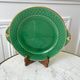 dessert service 12 dessert plates and a green and golden Art Deco cake dish 40s