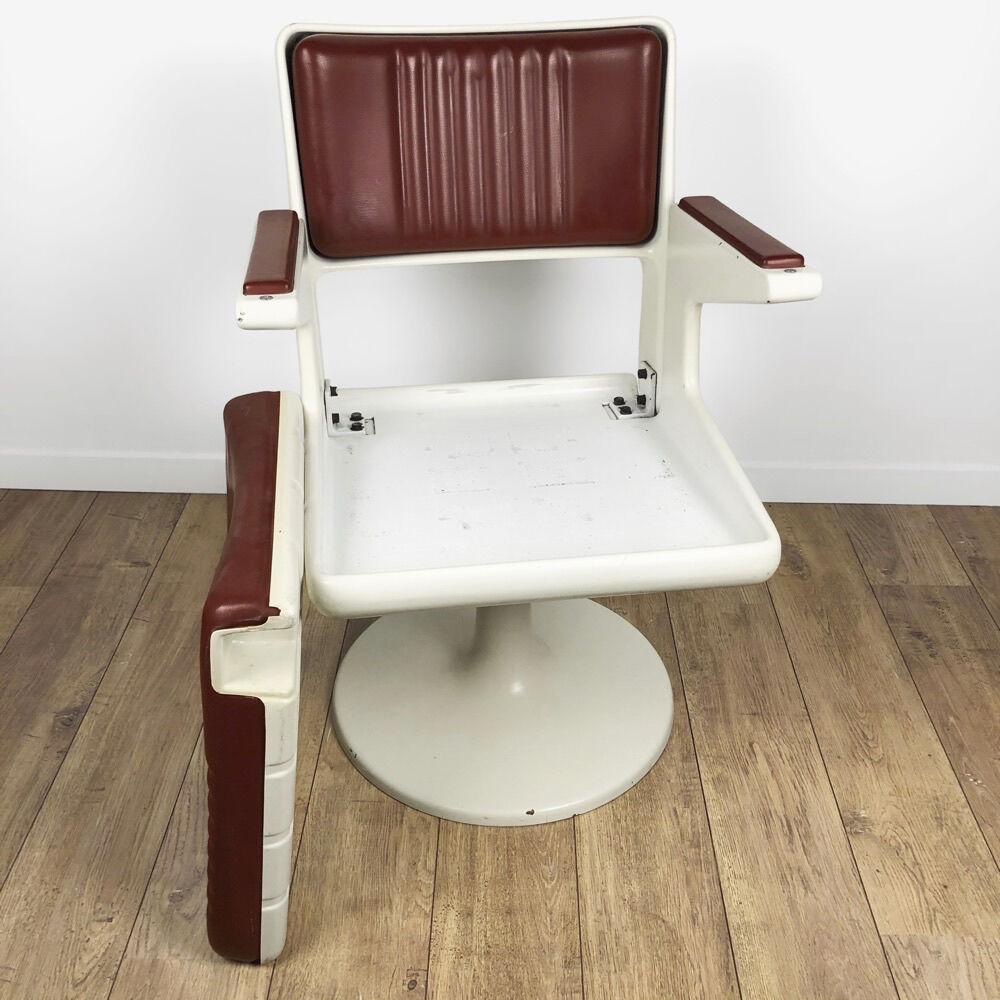 Space-Age vintage hairdresser's chair in resin and skai