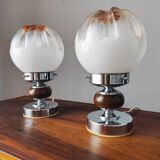 Paire de lampes mazzega 1970 verre de Murano