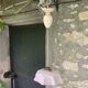 Chandelier, pink opaline suspension and white interior, complete antique