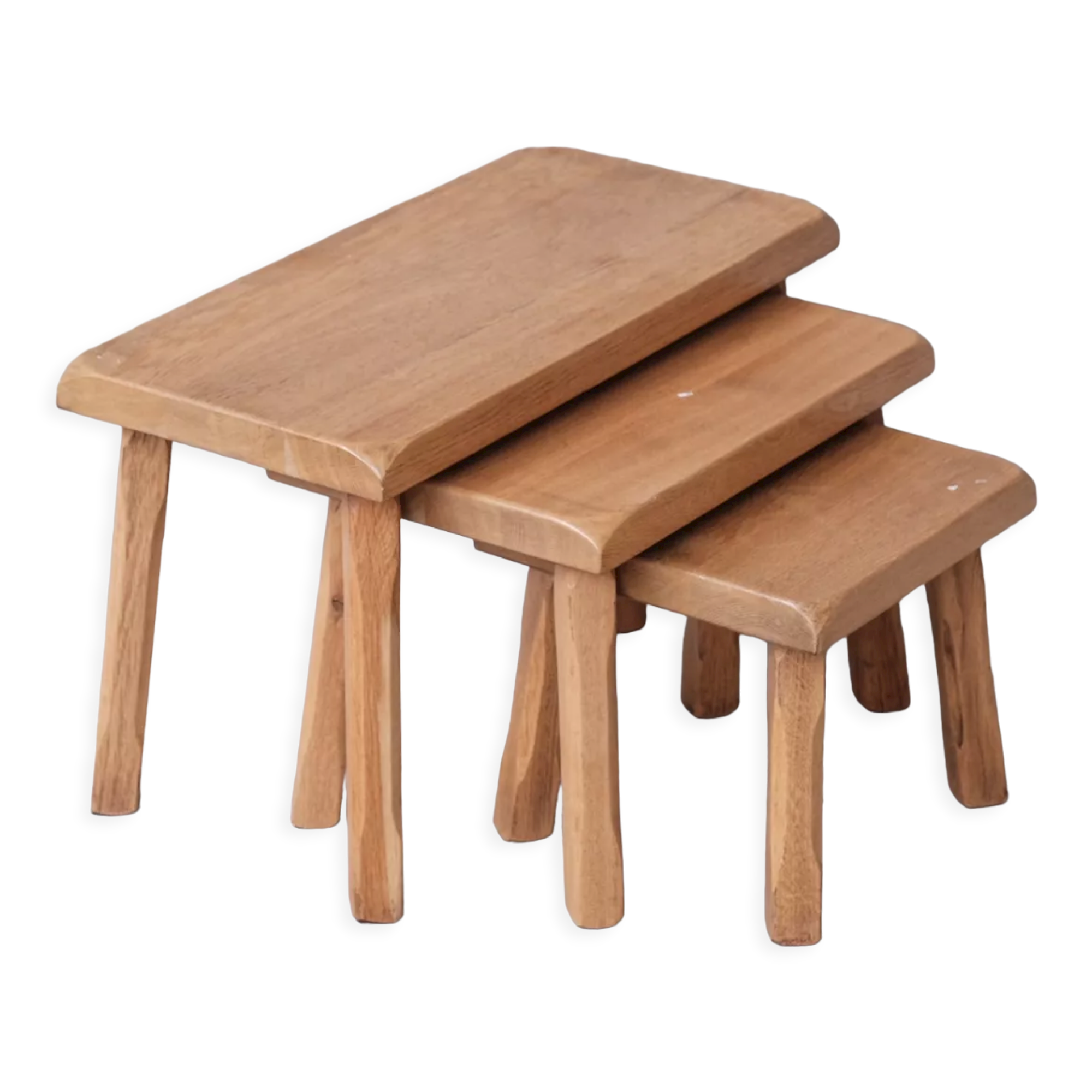 Set of Three Mid-Century Blonde Oak Nesting Tables