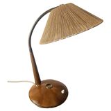 Rare table lamp Temde, teak and sisal, Switzerland, 1960s