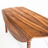 Large antique / vintage flap table. Solid waxed cherry. France, 1960s