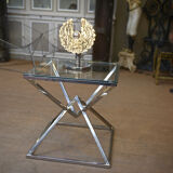 Lamp design chrome metal and glass 1970